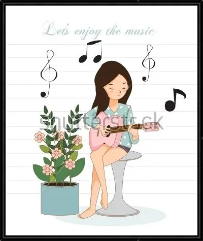 Девушка с удовольствием играет на гитаре.