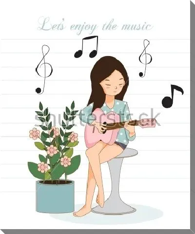 Девушка с удовольствием играет на гитаре.