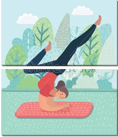 Жизнерадостная девушка занимается йогой 