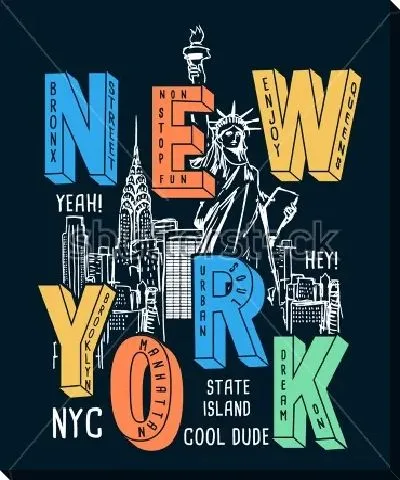 Постер Символы Нью-Йорка на чёрном фоне
