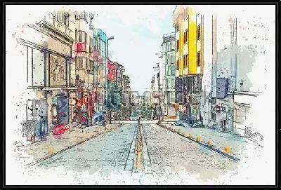 Утро на жилой улице Стамбула в Турции