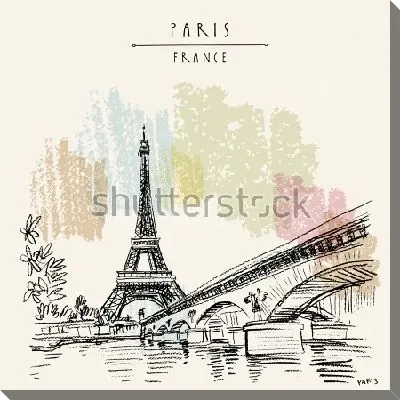 Картина маслом Вид на мост и Эйфелеву башню в Париже