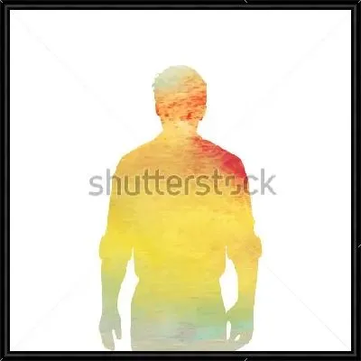 Силуэт мужчины заполненный разноцветной яркой акварелью