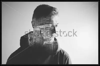 Картина Двойная экспозиция - мужчина и промышленная архитектура