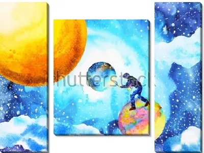 Модульная картина Путешественник в другие миры и собиратель звёзд