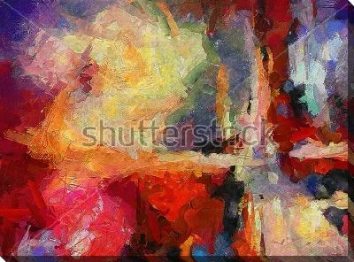 Картина маслом Абстрактный пейзаж в тёплых цветовых пятнах