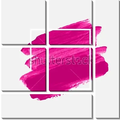 Модульная картина Яркое пурпурное цветовое пятно в белом контуре квадрата