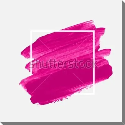 Постер Яркое пурпурное цветовое пятно в белом контуре квадрата