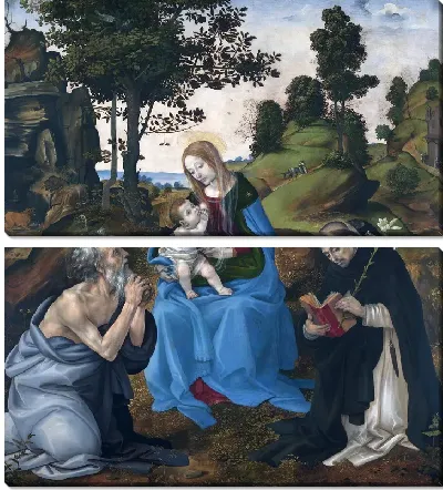 Картина Мадонна с младенцем со святыми Иеронимом и Домиником ( The Virgin and Child with Saints Jerome and Dominic)