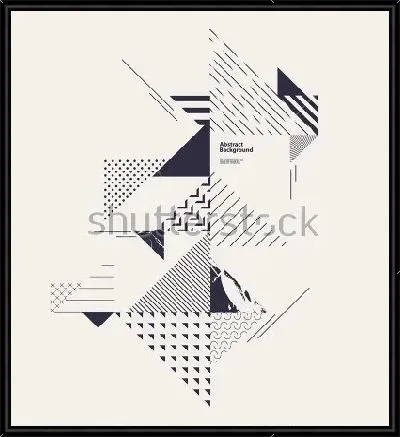 Картина Чёрно-белый геометрический коллаж из треугольников и линий