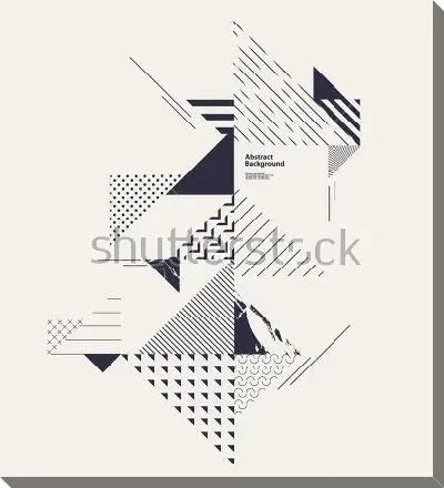 Постер Чёрно-белый геометрический коллаж из треугольников и линий