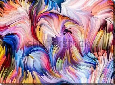 Постер Яркая цветовая композиция из плавных разноцветных линий  - иллюзия глубины и движения