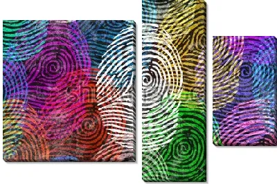 Модульная картина Коллаж из цветовых вариаций одного отпечатка пальца