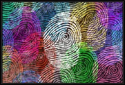 Коллаж из цветовых вариаций одного отпечатка пальца