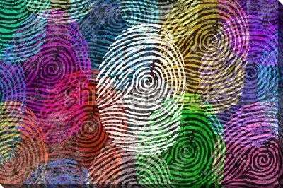 Коллаж из цветовых вариаций одного отпечатка пальца