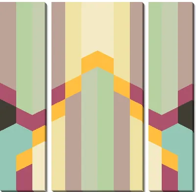 Яркая декоративная симметрия из линий в пастельных тонах и ярких ромбов