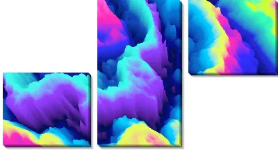 Модульная картина Абстрактная объёмная голограмма сейсмической активности в неоновых цветах