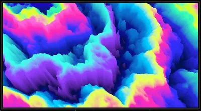 Картина Абстрактная объёмная голограмма сейсмической активности в неоновых цветах