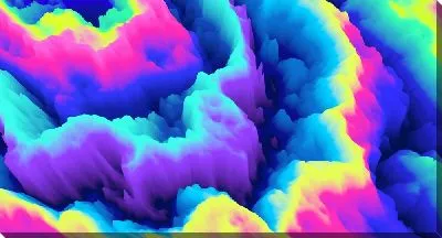 Постер Абстрактная объёмная голограмма сейсмической активности в неоновых цветах