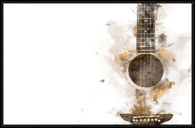 Картина Двойная экспозиция гитары в акварельных пятнах
