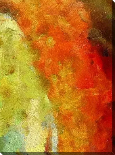 Картина маслом Декоративная текстура мазков кисточки в ярких тёплых тонах
