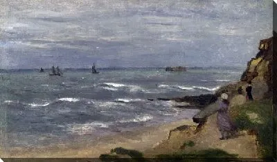 Постер Морской пейзаж с фигурами на скале (Seascape with Figures on Cliffs)