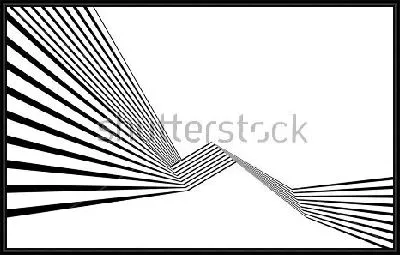 Картина Оптическая иллюзия пространства из прямых линий чёрного и белого цвета