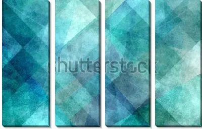 Модульная картина Квадраты в палитре оттенков морской волны