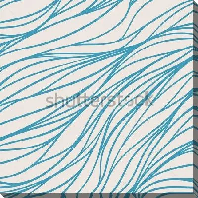 Постер Имитация травы волнистыми линиями бирюзового цвета на бежевом фоне