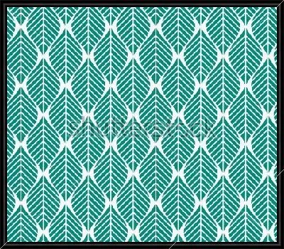 Картина Геометрическая декоративная плитка с узором из листьев зелёного цвета на белом фоне