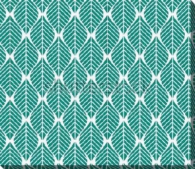 Постер Геометрическая декоративная плитка с узором из листьев зелёного цвета на белом фоне