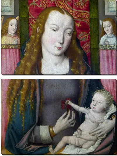 Модульная картина Мадонна с младенцем и двумя ангелами (The Virgin and Child with Two Angels)