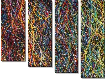 Модульная картина Разноцветные тонкие нити и брызги