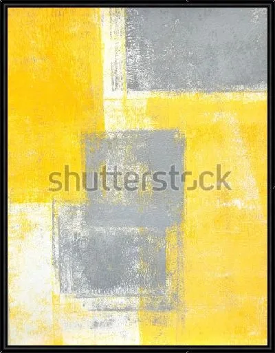 Картина Геометрическая абстракция из прямоугольников жёлтого и серого цвета, нанесённых валиком