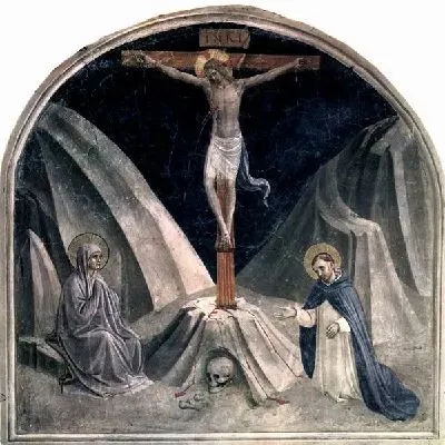 Распятие. Святой Доминик и Мария. Гора Голгофа и череп Адама ( Kreuzigung mit Maria und Hl. Dominikus, Golgathaberg und Schadel Adams))