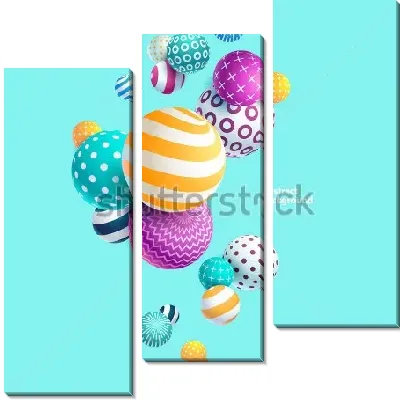 Модульная картина Объёмная композиция из разноцветных шаров с различными узорами