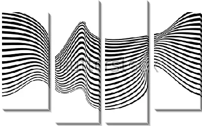 Модульная картина Оптическая иллюзия движения из чёрно-белых линий