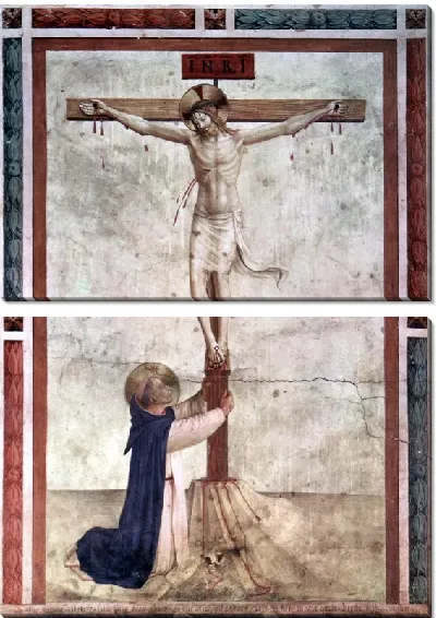 Картина Святой Доминик рядом с Христом на кресте (St. Dominic Christ on the Cross))