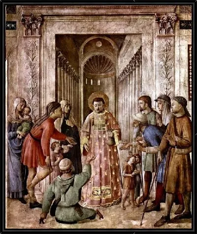 Святой Лаврентий раздает деньги бедным (St. Lawrence Church spreads the wealth to the poor)