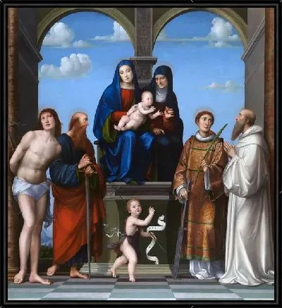 Картина Мадонна с млеаденцес, святой Анной и другими святыми ( The Virgin and Child with Saint Anne and Other Saints)