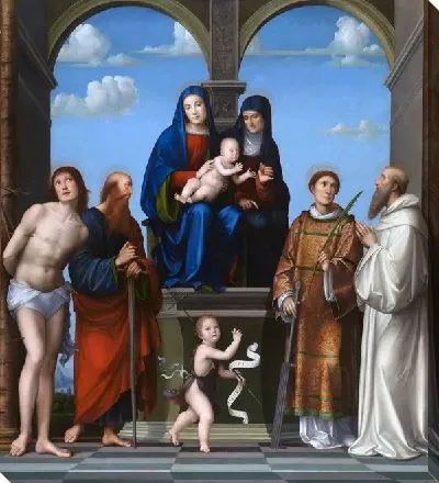 Картина Мадонна с млеаденцес, святой Анной и другими святыми ( The Virgin and Child with Saint Anne and Other Saints)