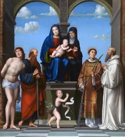 Картина Мадонна с млеаденцес, святой Анной и другими святыми ( The Virgin and Child with Saint Anne and Other Saints)