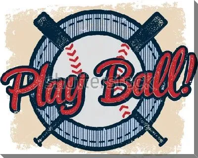 Эмблема со скрещёнными бейсбольными битами, мячом и надписью в ретро стиле