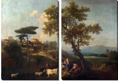 Картина Пейзаж с крупным рогатым скотом и фигурами (Landscape with Cattle and Figures)