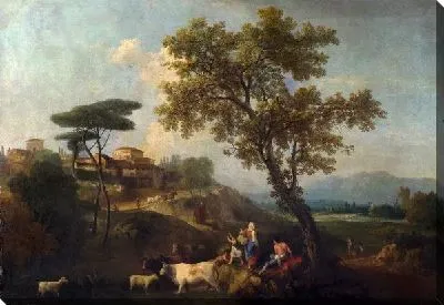 Картина Пейзаж с крупным рогатым скотом и фигурами (Landscape with Cattle and Figures)