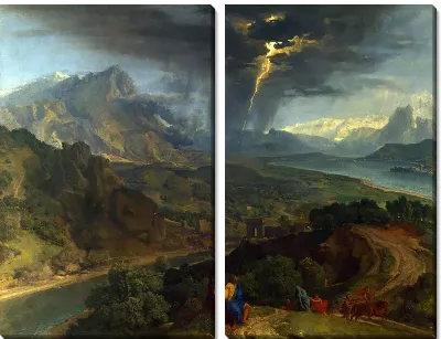 Картина Горный пейзаж с молнией (Mountain Landscape with Lightning)