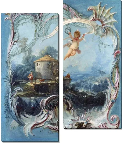 Картина Пасторальный пейзаж с Амуром (The Enchanted Home - A Pastoral Landscape Surmounted by Cupid)