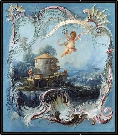 Картина Пасторальный пейзаж с Амуром (The Enchanted Home - A Pastoral Landscape Surmounted by Cupid)