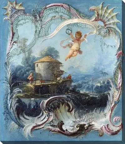 Картина Пасторальный пейзаж с Амуром (The Enchanted Home - A Pastoral Landscape Surmounted by Cupid)