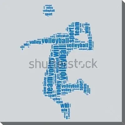 Интересная иллюстрация волейбольного игрока, сложенного из слов